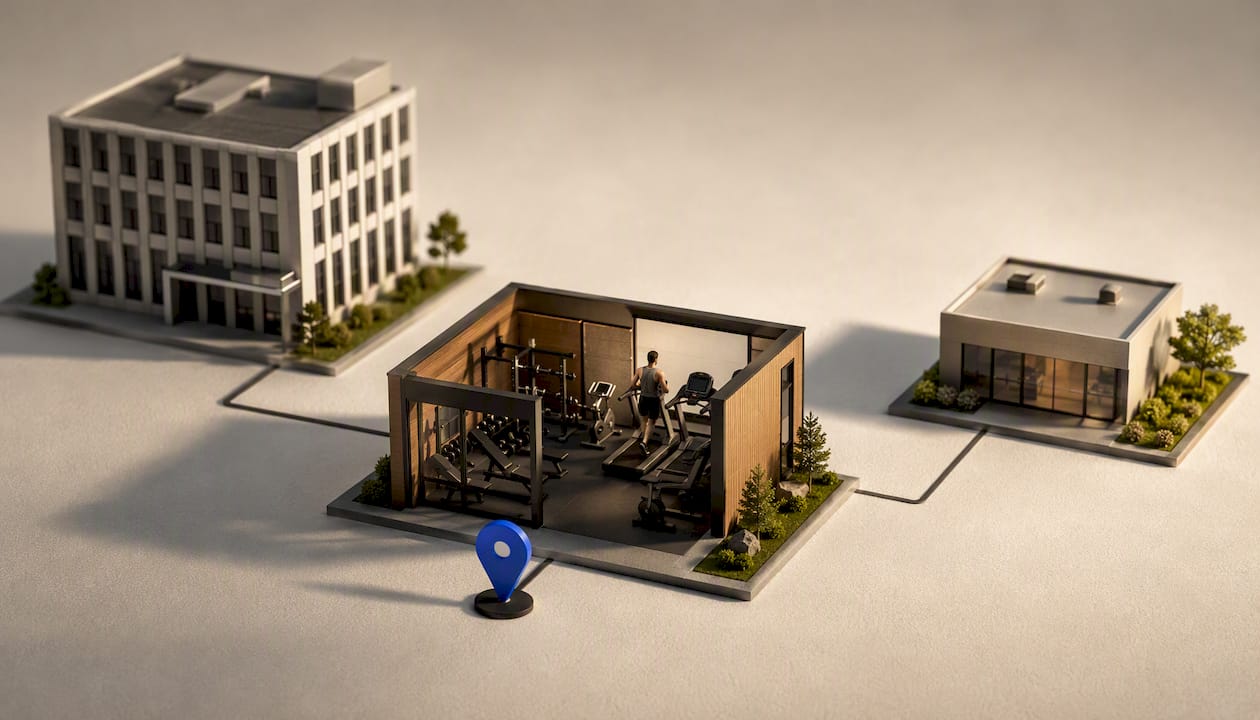 Illustration comparing gym and office locations