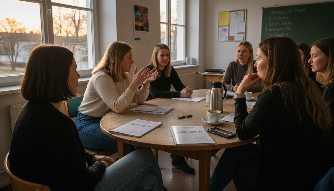 Angehende Kosmetikerinnen tauschen sich über ihre Erfahrungen aus