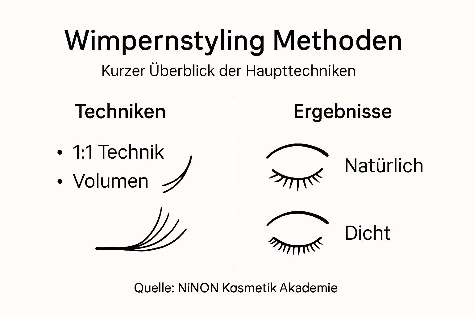 Was ist Wimpernstyling – Professionelle Techniken erklärt 2 Infografik: Die beliebtesten Wimpern-Stylings im Vergleich – Methoden und Ergebnisse auf einen Blick