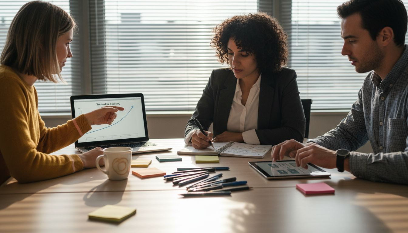 Besprechung im Team zur Entwicklung unserer SEO-Strategie für die Website