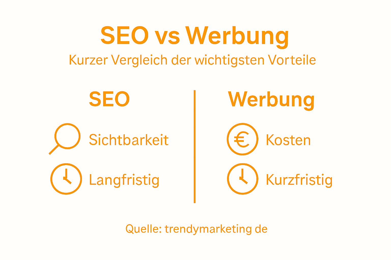 Vergleich zwischen SEO und bezahlter Werbung – anschaulich dargestellt in einer Infografik