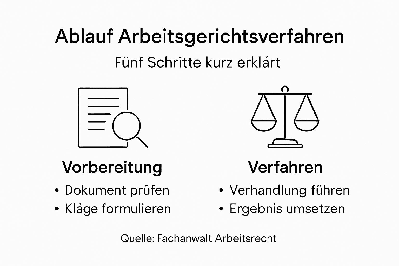 Übersicht: Der Ablauf eines Verfahrens vor dem Arbeitsgericht auf einen Blick