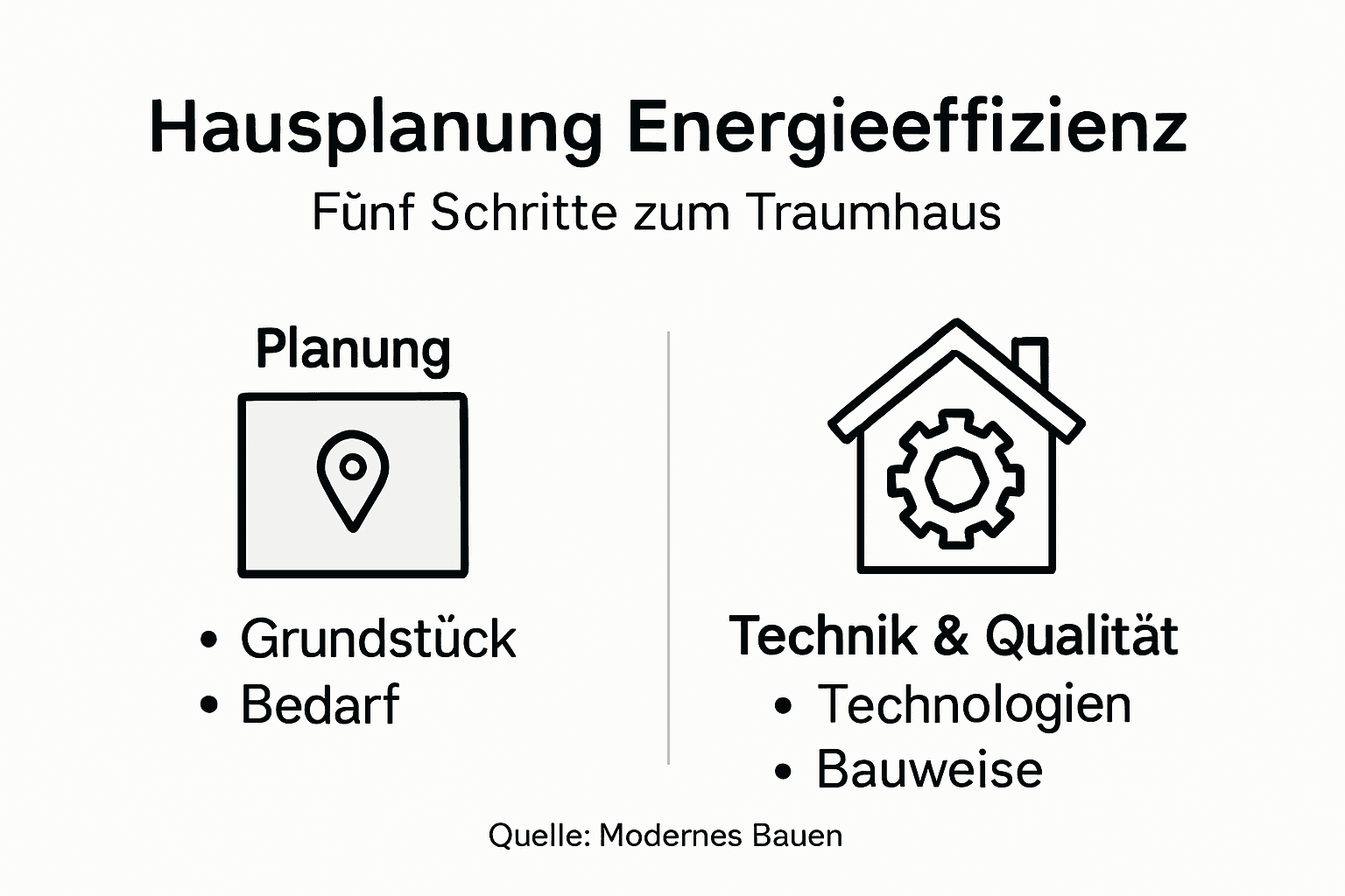 Übersicht: Die wichtigsten Schritte zur energieeffizienten Hausplanung auf einen Blick