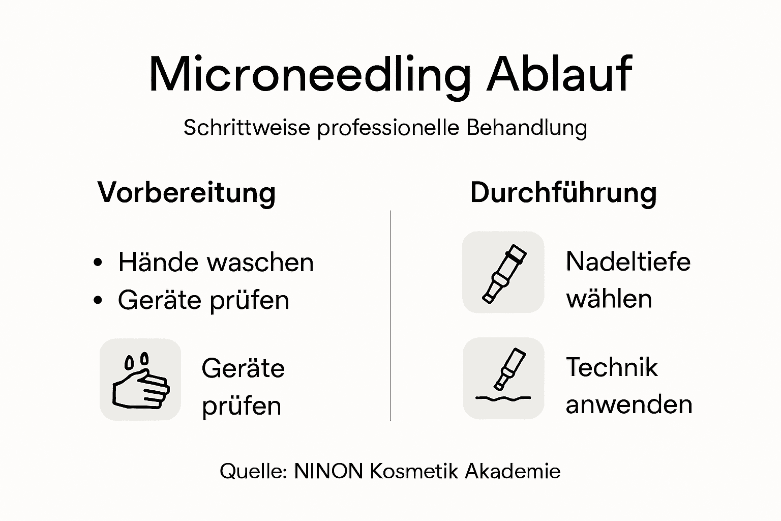 Microneedling Schritt-für-Schritt: Anleitung für Profis 3 Die Infografik veranschaulicht die einzelnen Schritte einer Microneedling-Behandlung übersichtlich auf einen Blick.