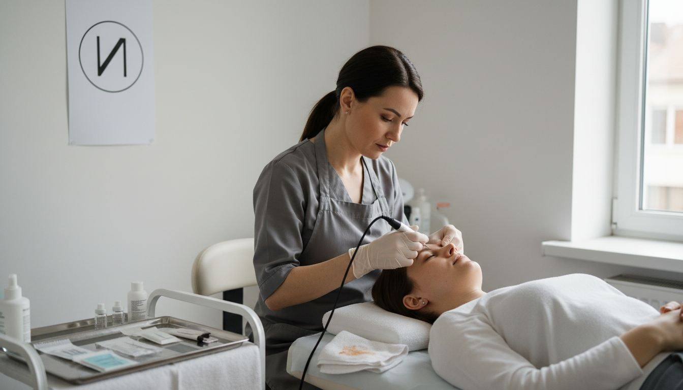 Warum Weiterbildung in der Kosmetik die Karriere stärkt 2 Kosmetikerin führt professionelle Microneedling-Behandlung durch