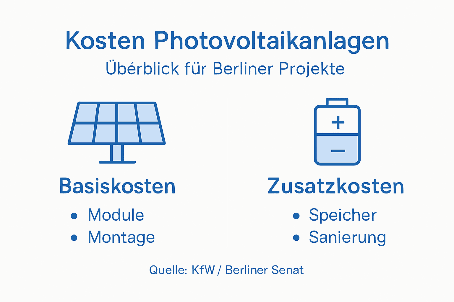 Grafische Übersicht: Die wichtigsten Kostenfaktoren bei Photovoltaikanlagen