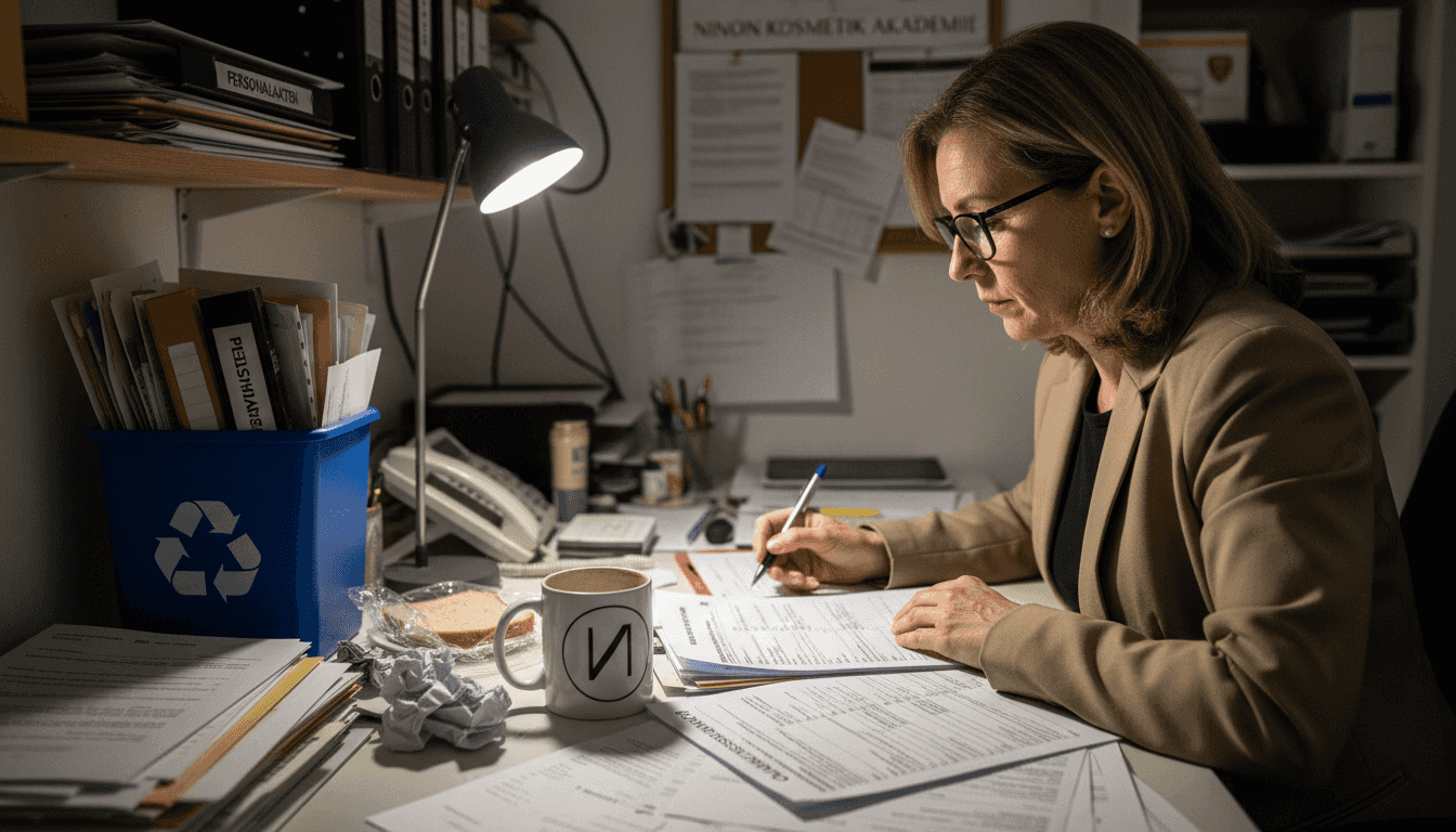 AZAV-Zertifizierung in der Kosmetik: Neue Chancen für Berliner Quereinsteiger 2 Ein Prüfer kontrolliert die Einhaltung von Vorschriften an einer Kosmetikschule.