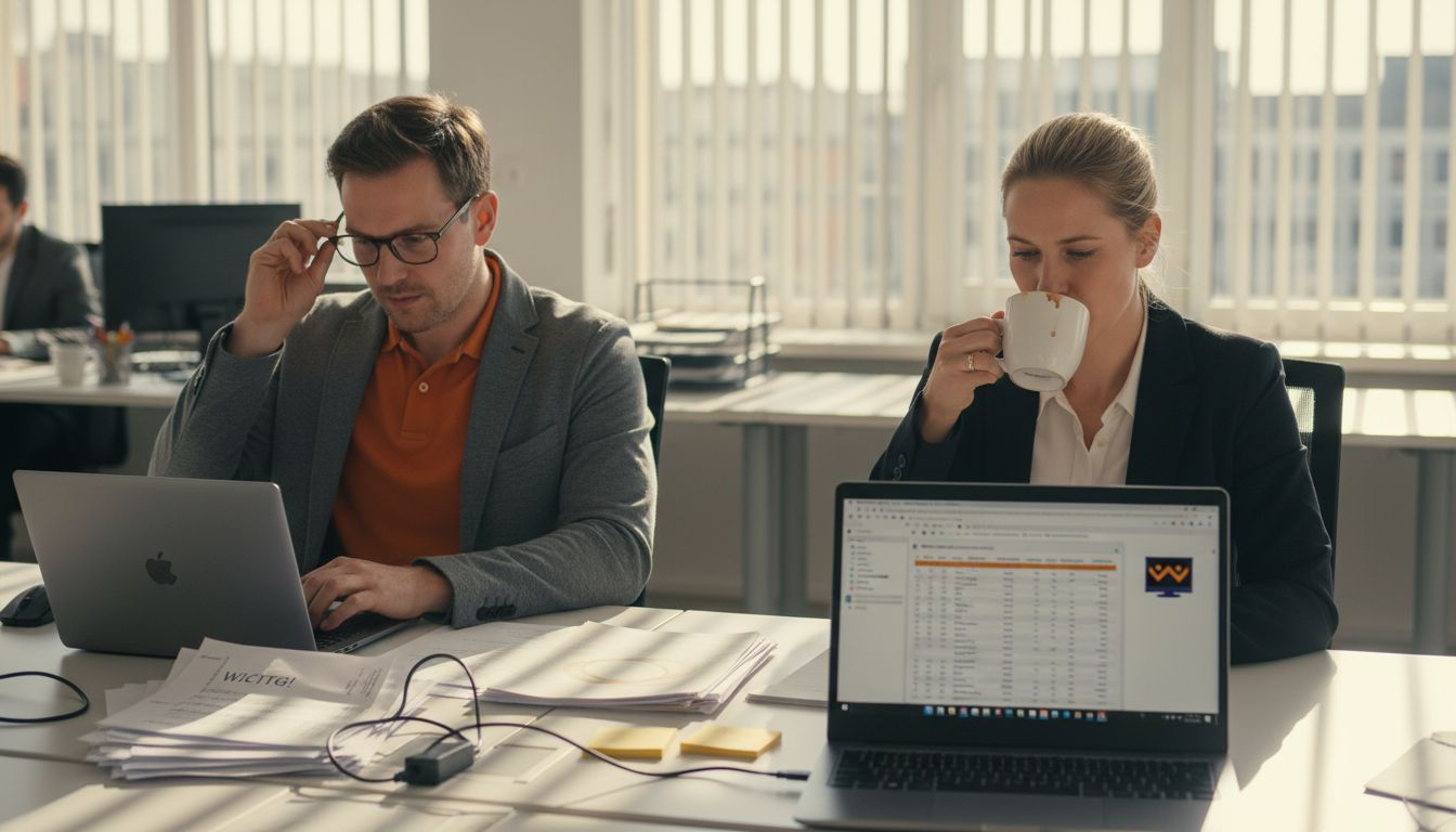 Im Büroalltag setzen Mitarbeitende zunehmend auf Laptops, um Arbeitsprozesse zu automatisieren und effizienter zu gestalten.