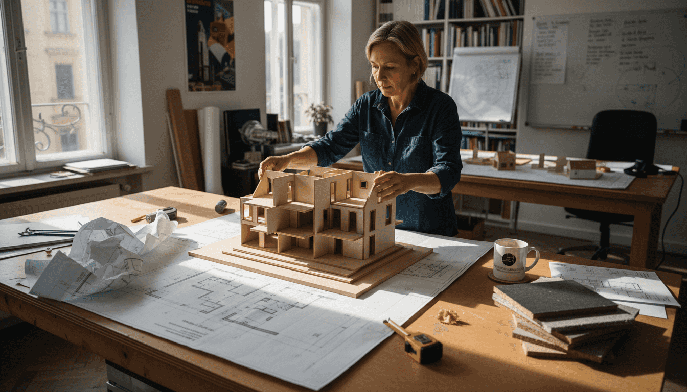 Ein Architekt präsentiert clevere Lösungen für eine energieoptimierte Raumgestaltung.