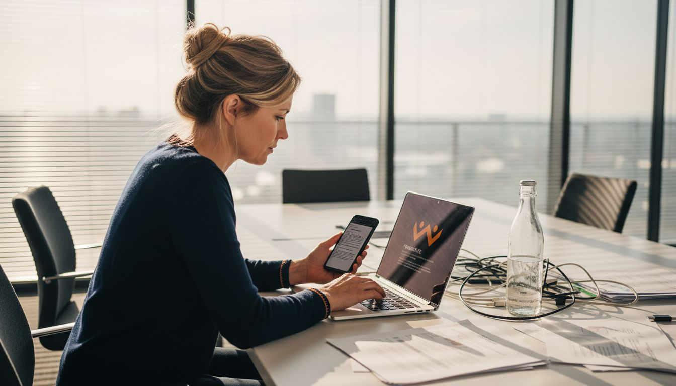 Ein SEO-Spezialist überprüft die Website mit einem technischen Audit am Laptop.