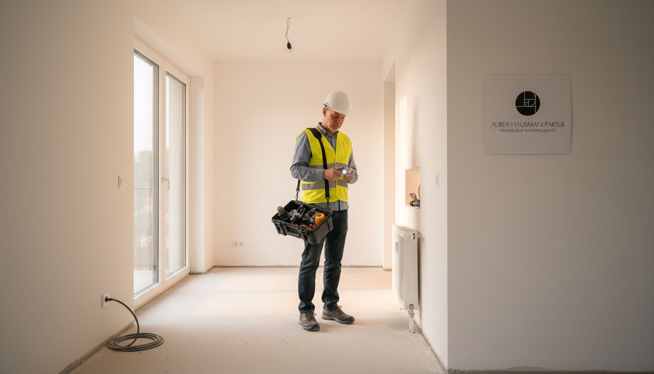 Ein TÜV-Sachverständiger nimmt die Heizungsanlage im Neubau genau unter die Lupe.