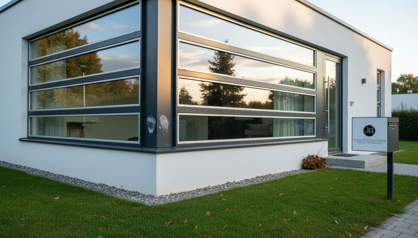 Fassadengestaltung einer modernen Bauhaus-Villa mit großzügigen Fensterflächen