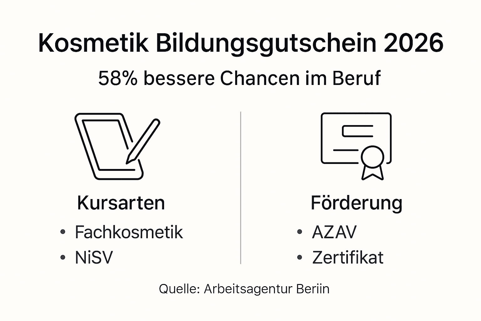 Grafische Übersicht: Bildungsgutschein für Kosmetik – das Wichtigste auf einen Blick
