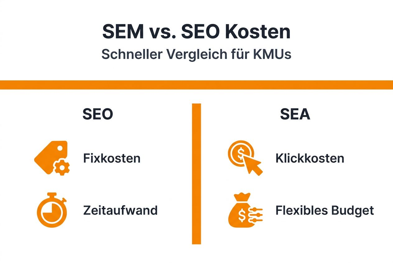 Kostenvergleich: SEM vs. SEO – Die wichtigsten Unterschiede auf einen Blick (Infografik)