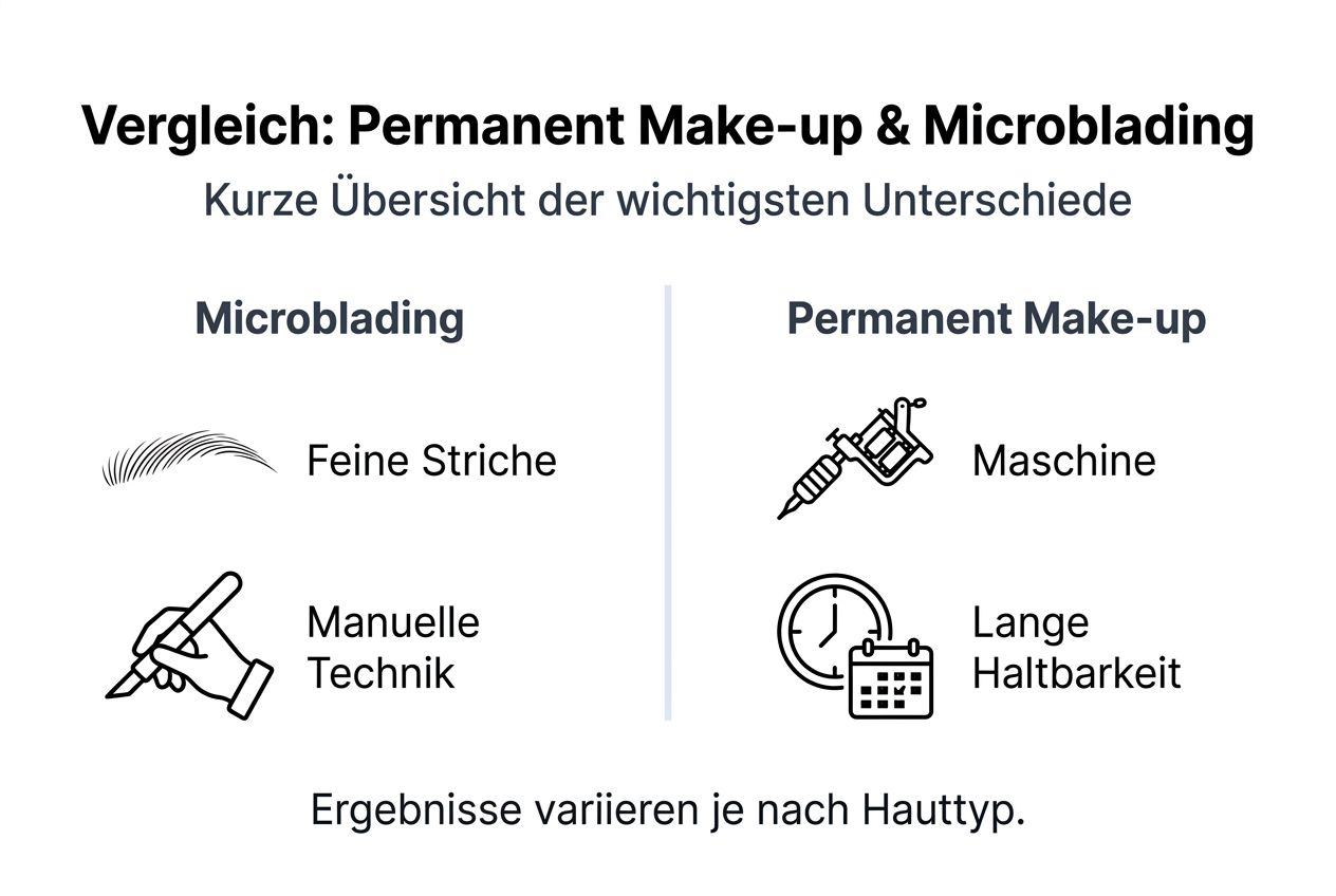 Grafik: Die wichtigsten Unterschiede zwischen Permanent Make-up und Microblading auf einen Blick
