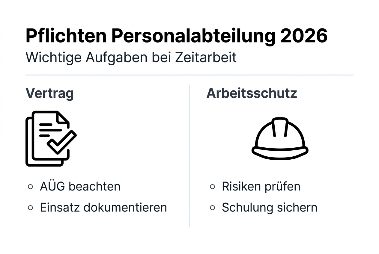Übersicht: Wichtige Aufgaben der Personalabteilung in der Zeitarbeit