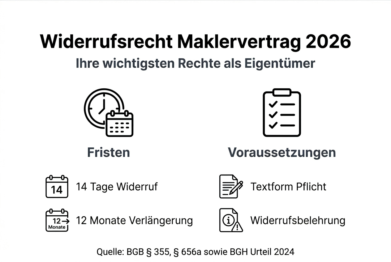 Übersicht: Das Widerrufsrecht beim Maklervertrag ab 2026 – alle wichtigen Infos auf einen Blick