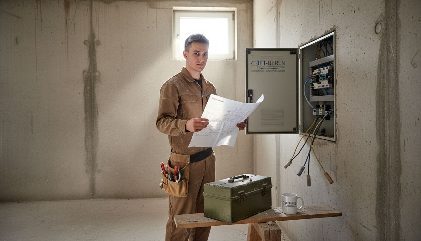 Ein Ingenieur nimmt den Schaltschrank während der Bauphase genau unter die Lupe.