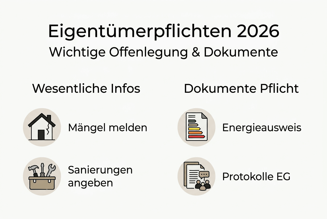 Die Infografik bietet einen übersichtlichen Einblick in die wichtigsten Offenlegungspflichten und die dazugehörigen Unterlagen.