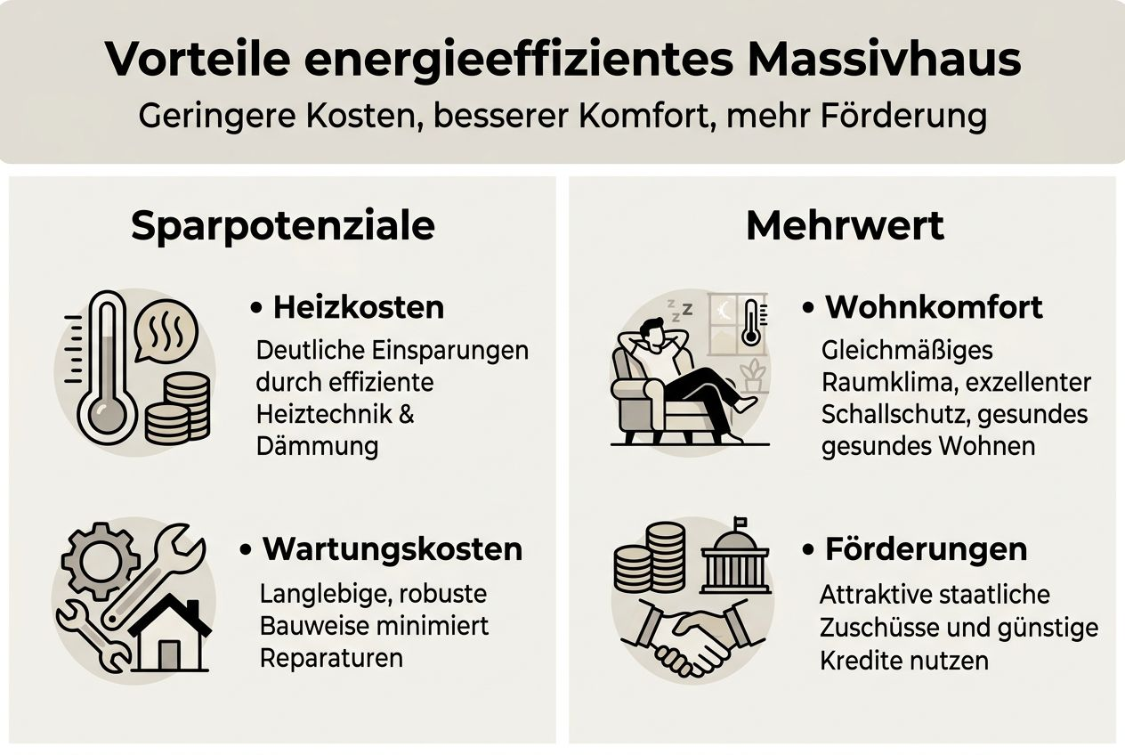 Infografik: Warum ein energieeffizientes Massivhaus überzeugt – die wichtigsten Vorteile auf einen Blick