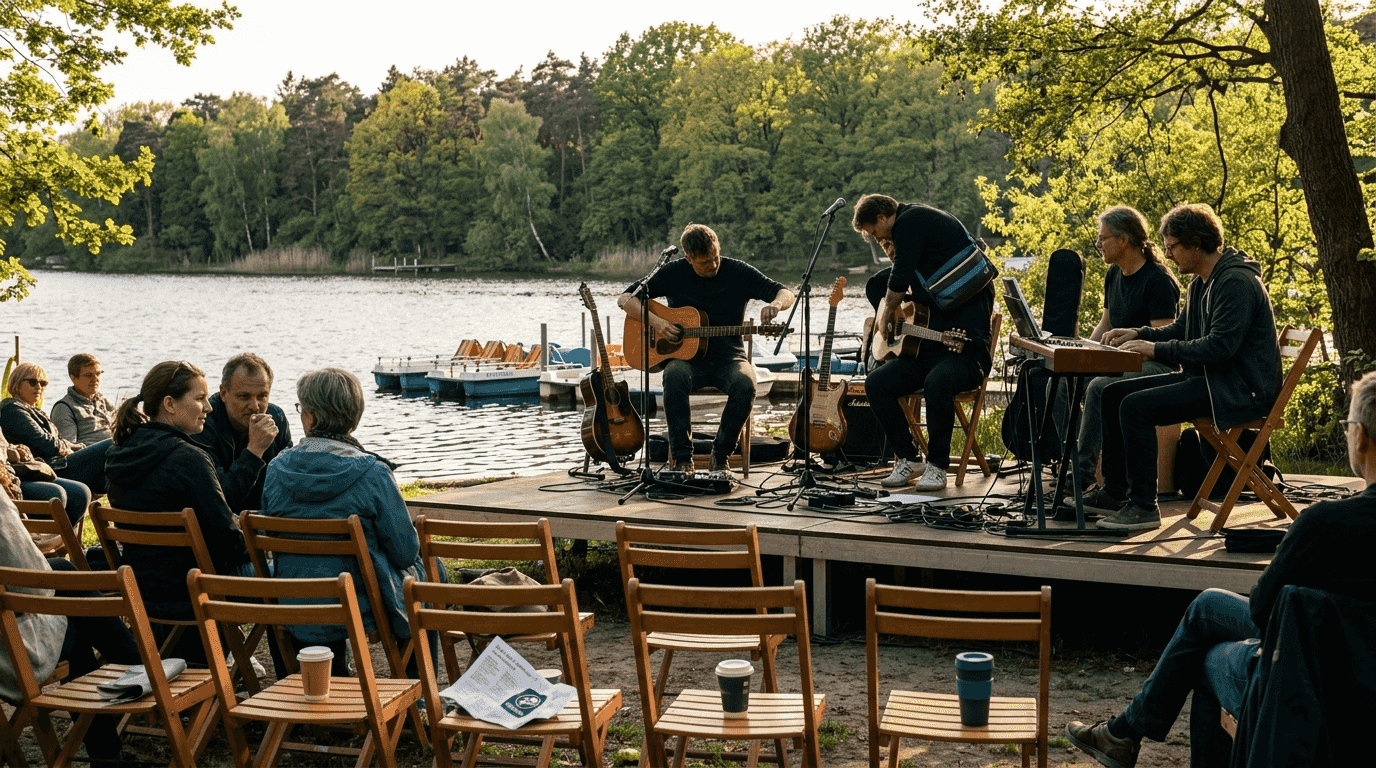 Bühnenaufbau für Open-Air-Konzerte am Müggelsee