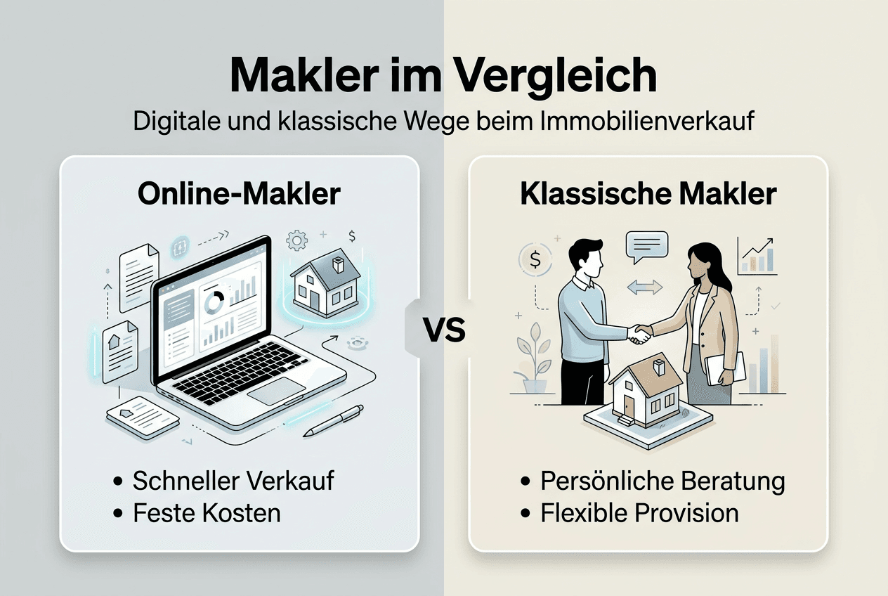 Infografik: Online-Immobilienmakler im Vergleich zu traditionellen Maklern