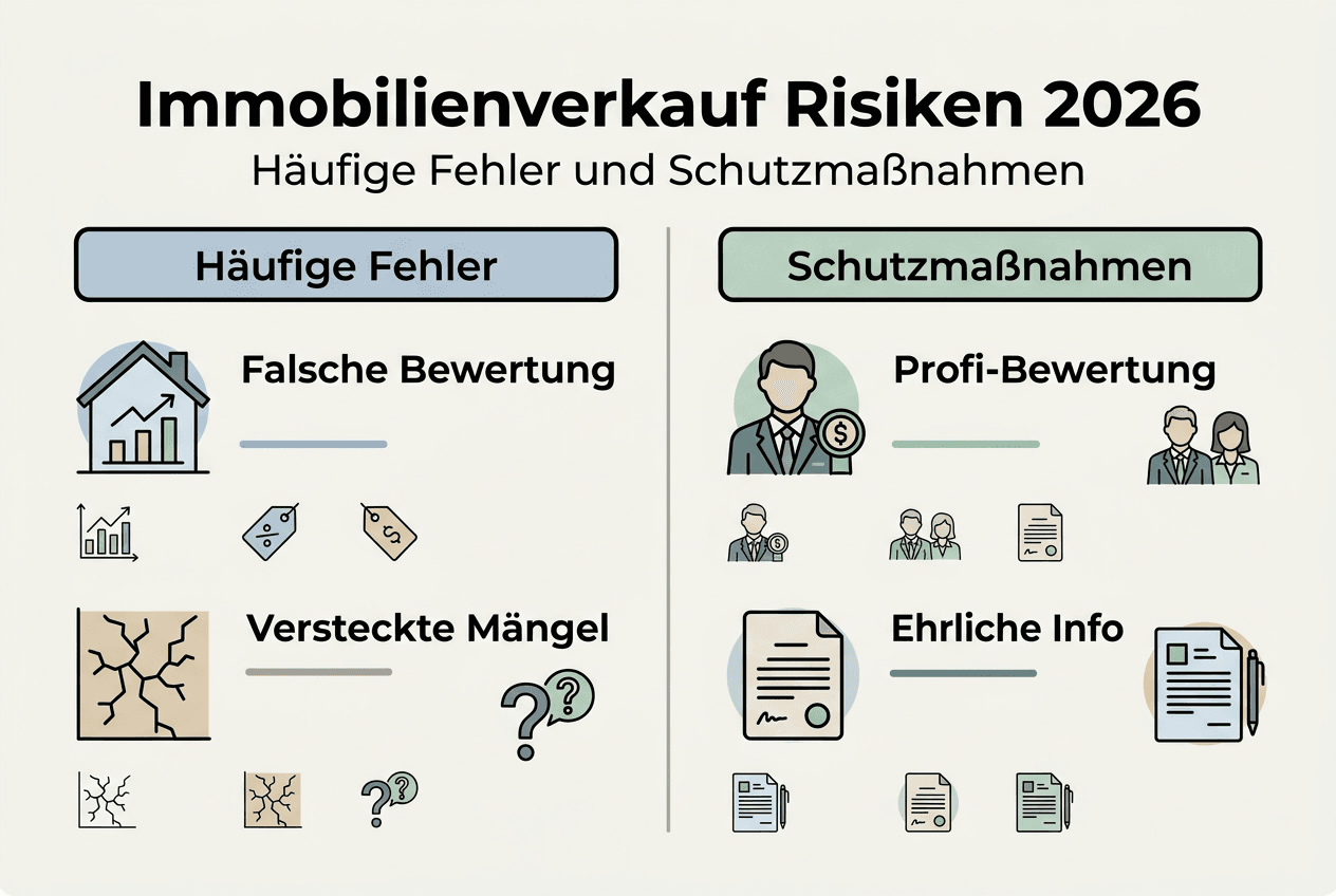 Grafik: Risiken beim Immobilienverkauf und wie Sie sich schützen können
