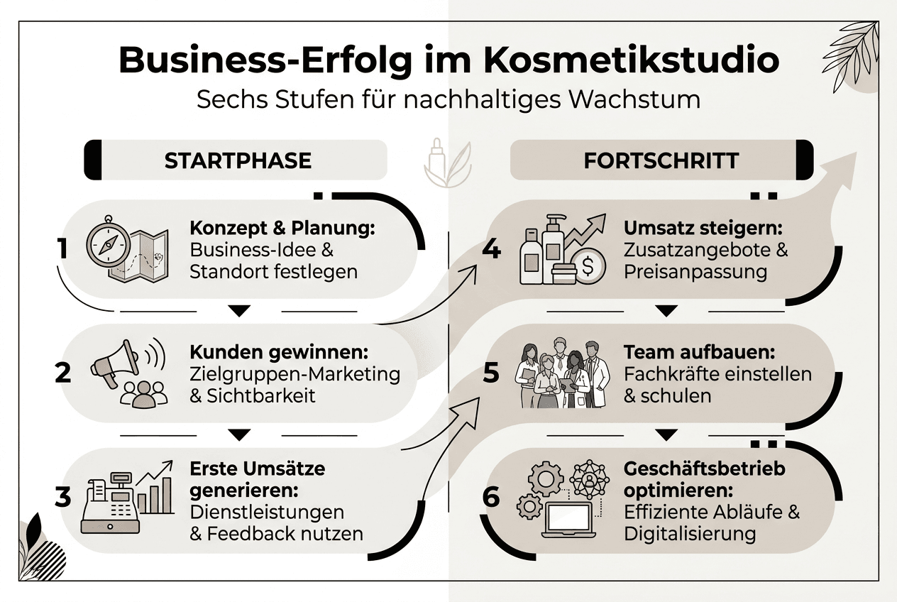 Infografik: Das sechsstufige Erfolgsmodell für nachhaltiges Wachstum im Kosmetikstudio