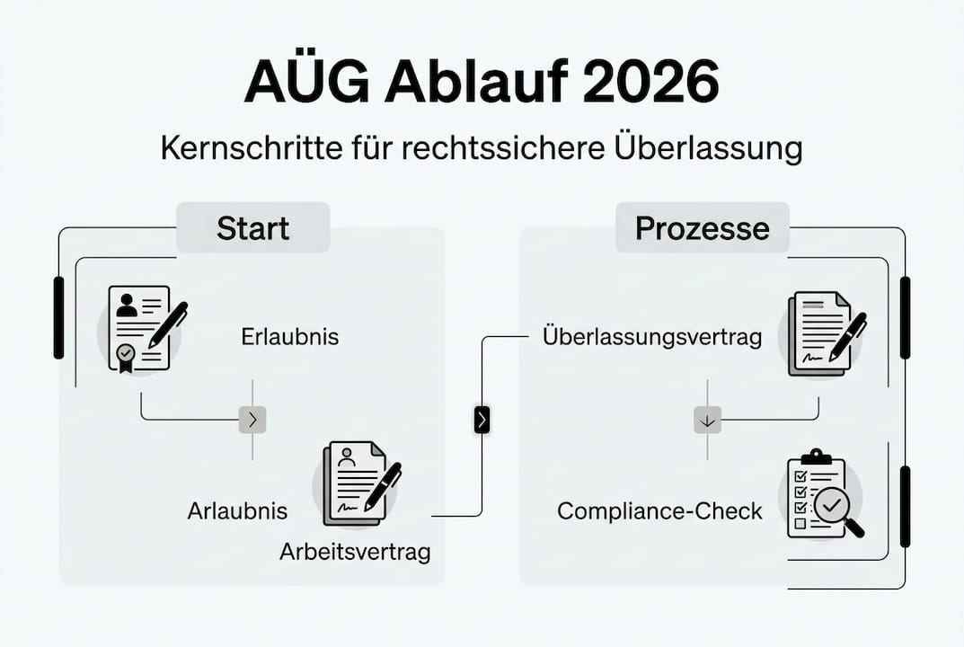 Infografik: So läuft die Arbeitnehmerüberlassung ab – alle Schritte im Überblick