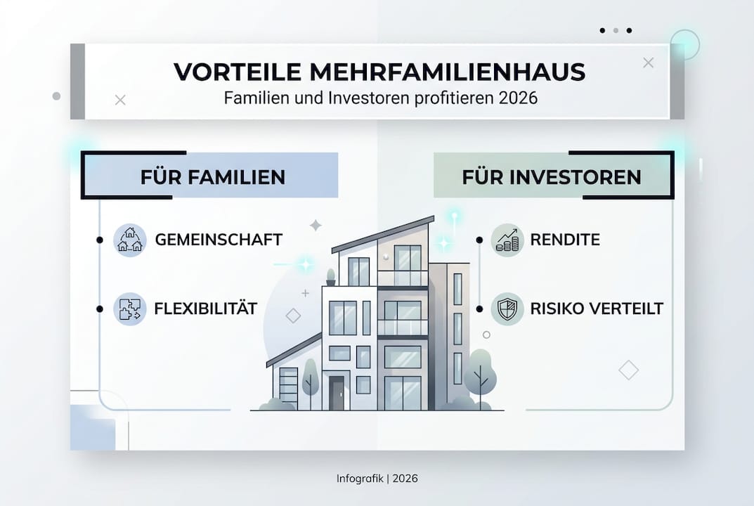 Infografik: Die Vorteile von Mehrfamilienhäusern – Pluspunkte für Eigentümer und Mieter
