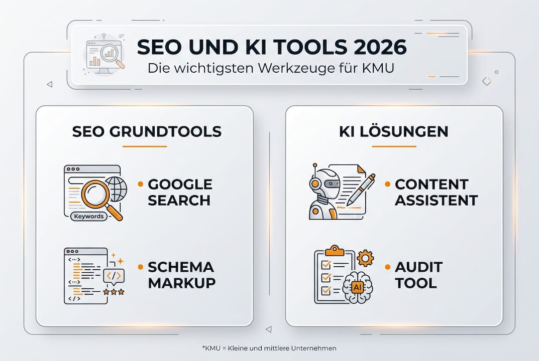 Infografik: Die wichtigsten SEO- und KI-Tools im Überblick