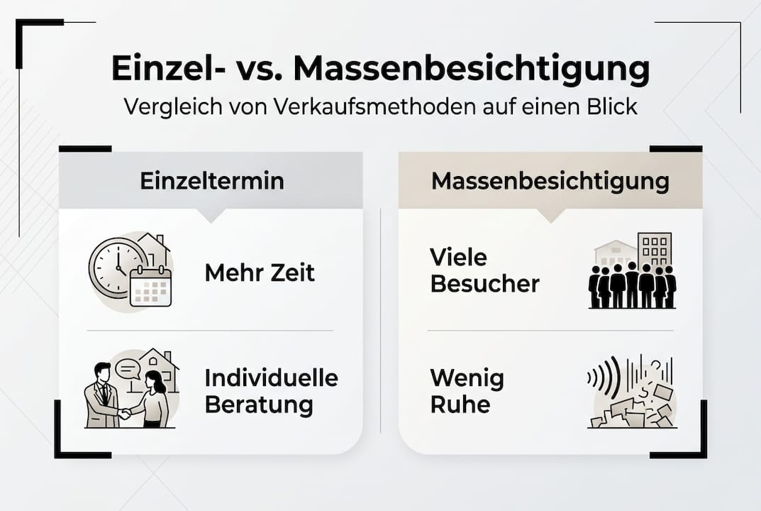 Infografik: Einzelbesichtigung vs. Sammelbesichtigung im Vergleich