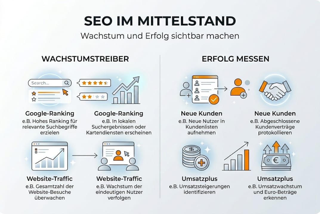 Übersichtliche Infografik: So gelingt SEO für mittelständische Unternehmen