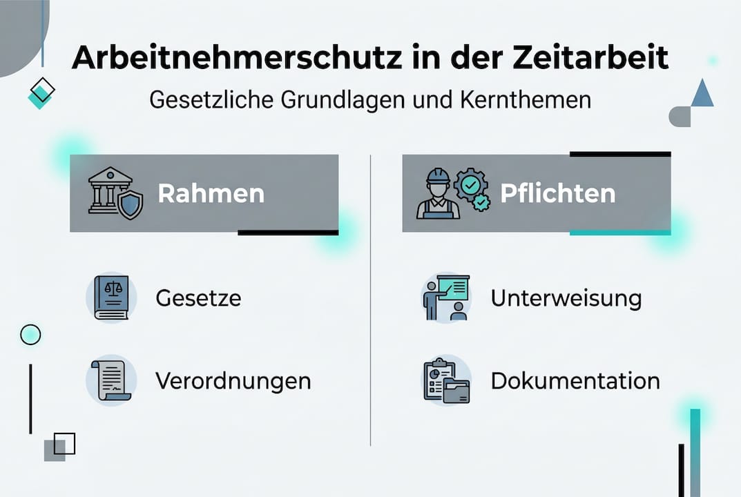 Infografik: Wichtige Grundlagen und gesetzliche Pflichten im Arbeitsschutz