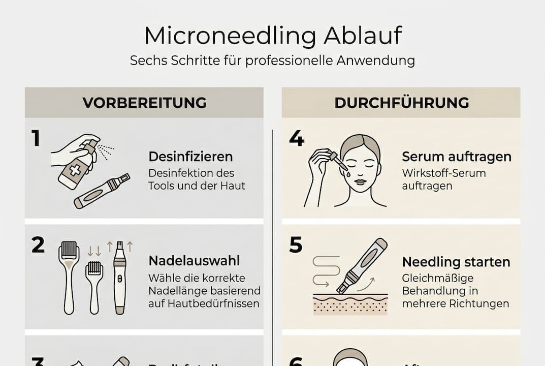 Microneedling: So läuft die Behandlung in 6 Schritten ab – eine anschauliche Übersicht als Infografik