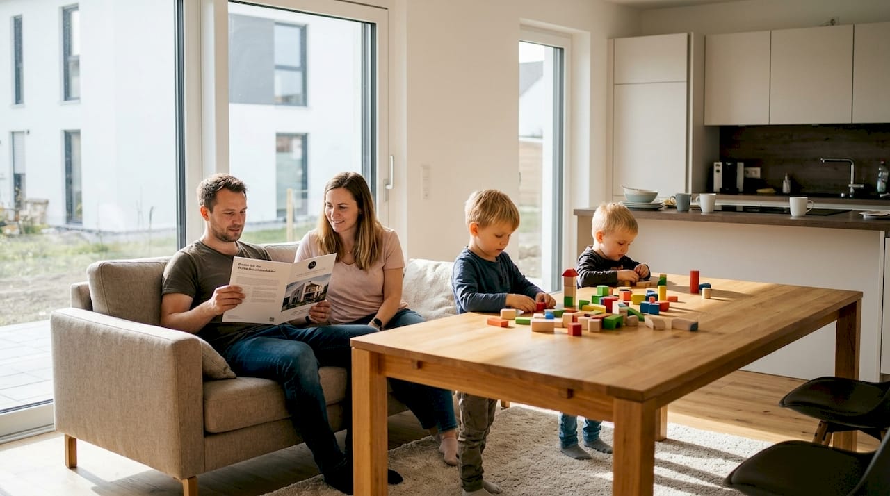 Helles Wohnzimmer mit Südausrichtung lädt die ganze Familie zum Wohlfühlen ein.