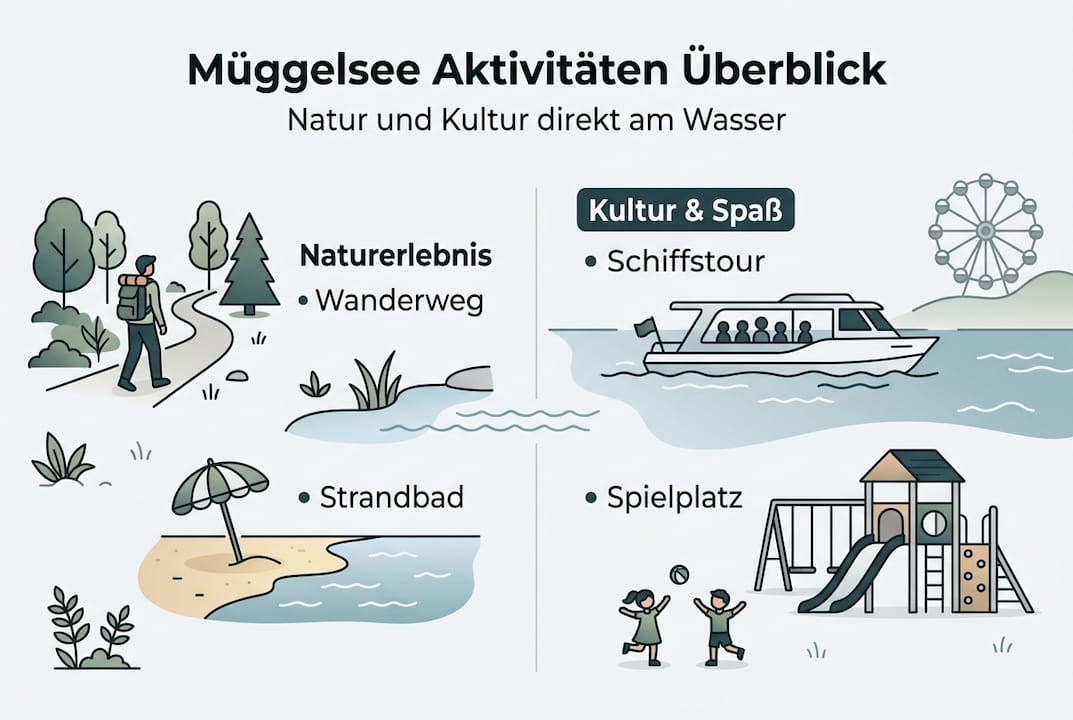 Infografik: Freizeitmöglichkeiten am Müggelsee im Überblick