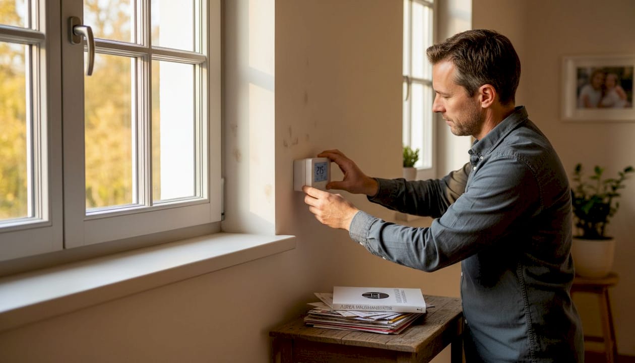 Thermostat-Einstellung direkt am gut isolierten Fenster