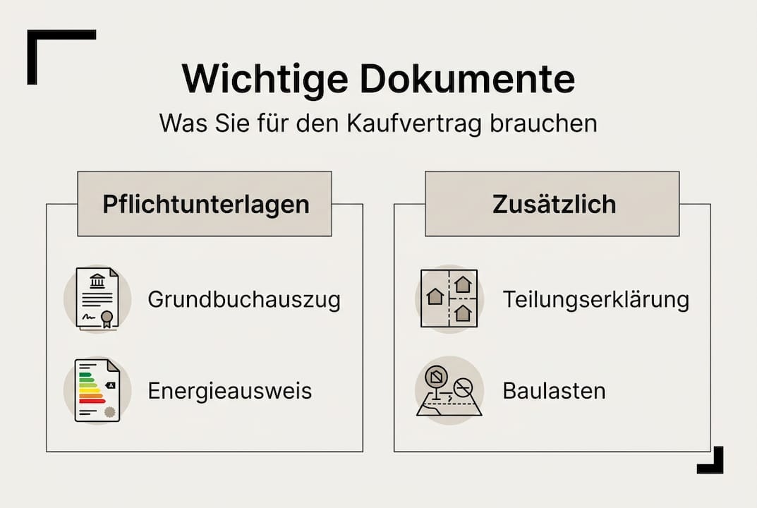 Infografik: Alle wichtigen Unterlagen für den Immobilienkauf auf einen Blick