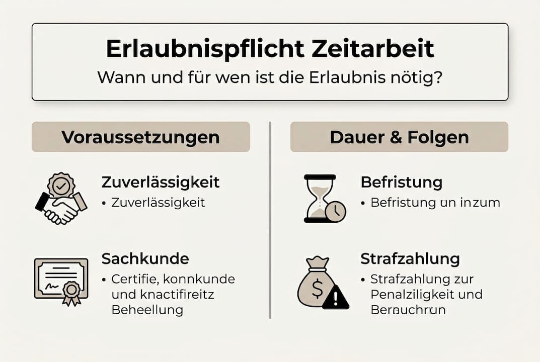 Übersichtsgrafik: Wann ist eine Erlaubnis für Zeitarbeit erforderlich?