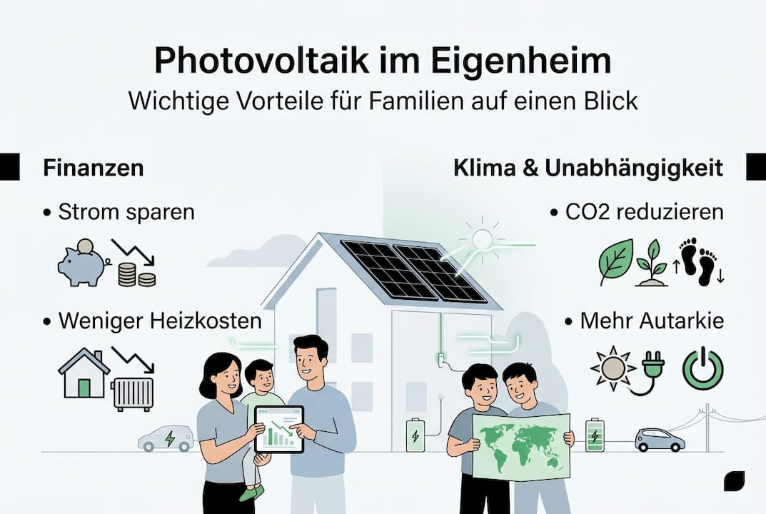 Infografik: Die wichtigsten Vorteile von Photovoltaik für Familien auf einen Blick