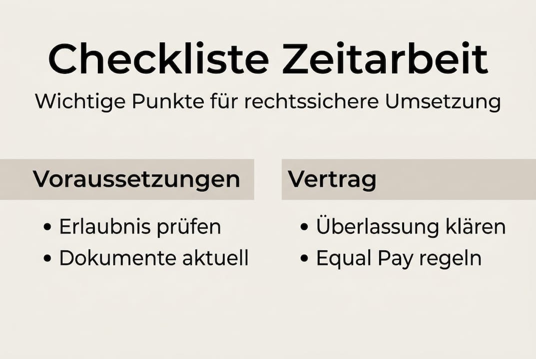 Infografik: Wichtige Punkte und Regelungen rund um Zeitarbeitsverträge