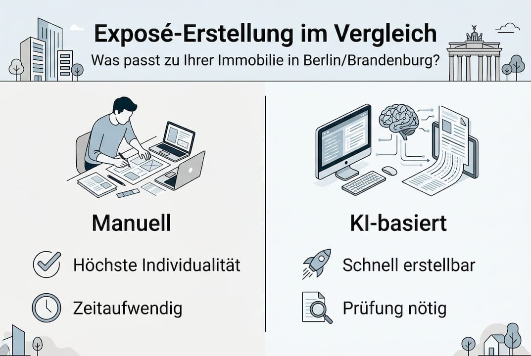In dieser Infografik werden verschiedene Ansätze zur Erstellung eines überzeugenden Exposés anschaulich dargestellt.