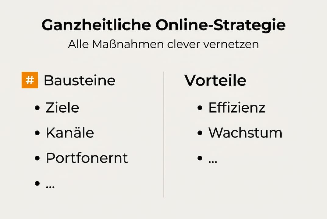 Die Infografik veranschaulicht die wichtigsten Elemente und Vorteile der Strategie auf einen Blick.