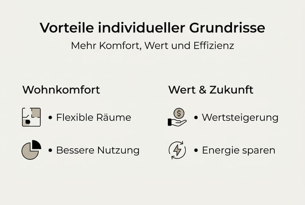 Infografik: Die Pluspunkte maßgeschneiderter Grundrisslösungen auf einen Blick