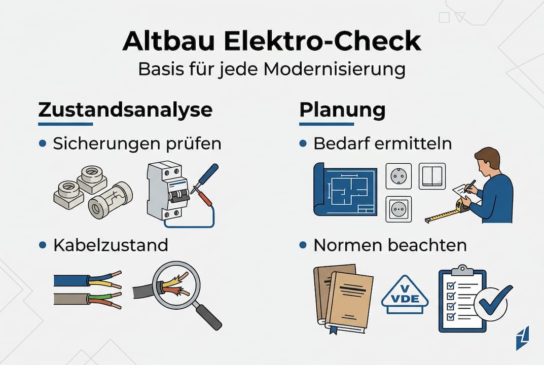 Elektro-Check im Altbau: Die wichtigsten Punkte auf einen Blick (Infografik)