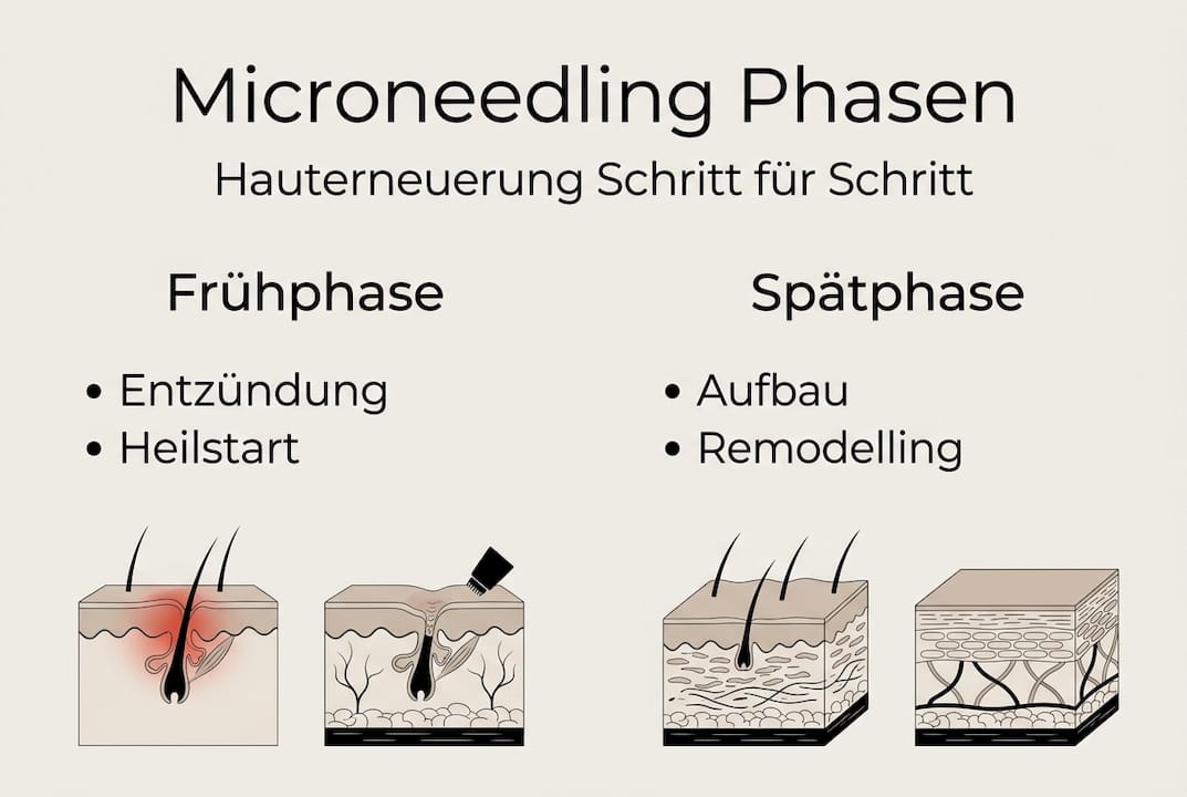 Microneedling in der Kosmetik: Wissen, Sicherheit, Praxis 2 Grafische Übersicht: So läuft die Hauterneuerung mit Microneedling ab