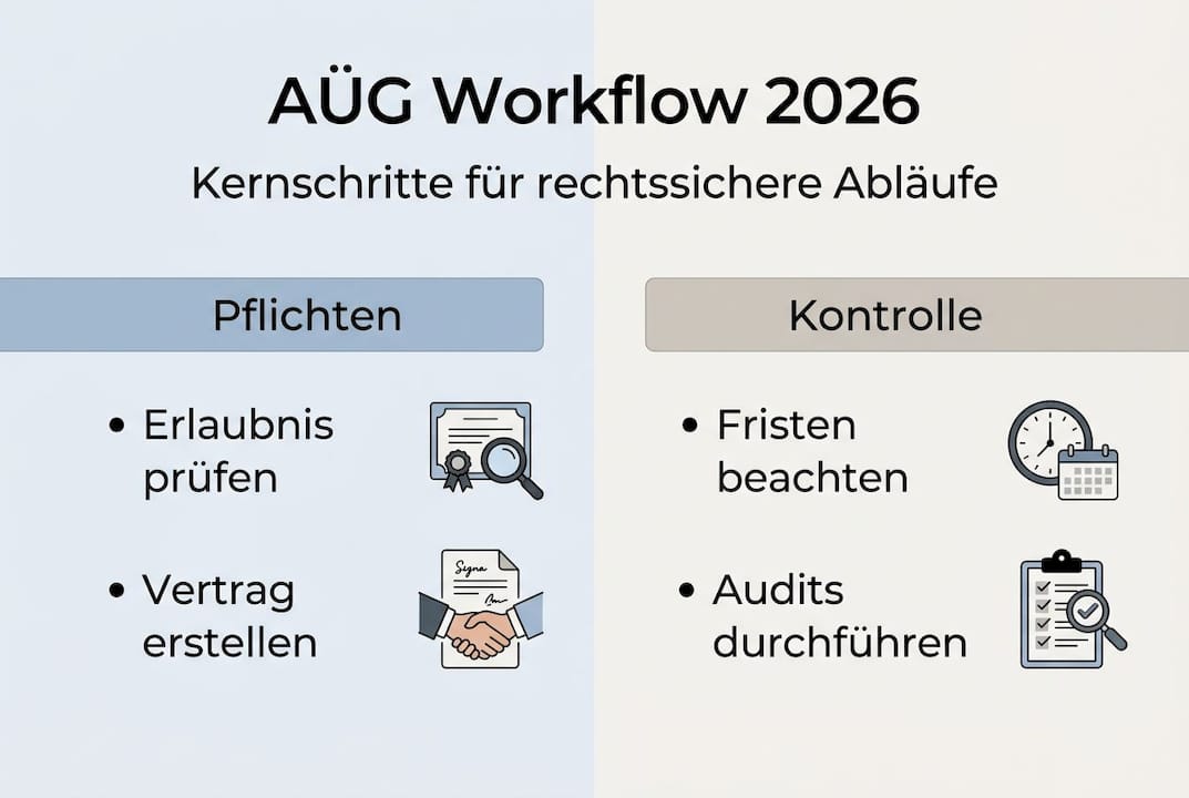 Infografik: Der Ablauf der Arbeitnehmerüberlassung auf einen Blick