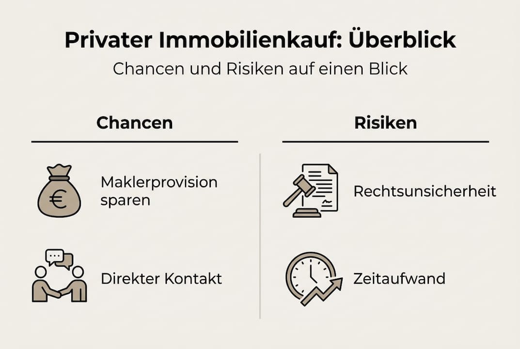 Die Infografik beleuchtet die Vor- und Nachteile beim Privatkauf.