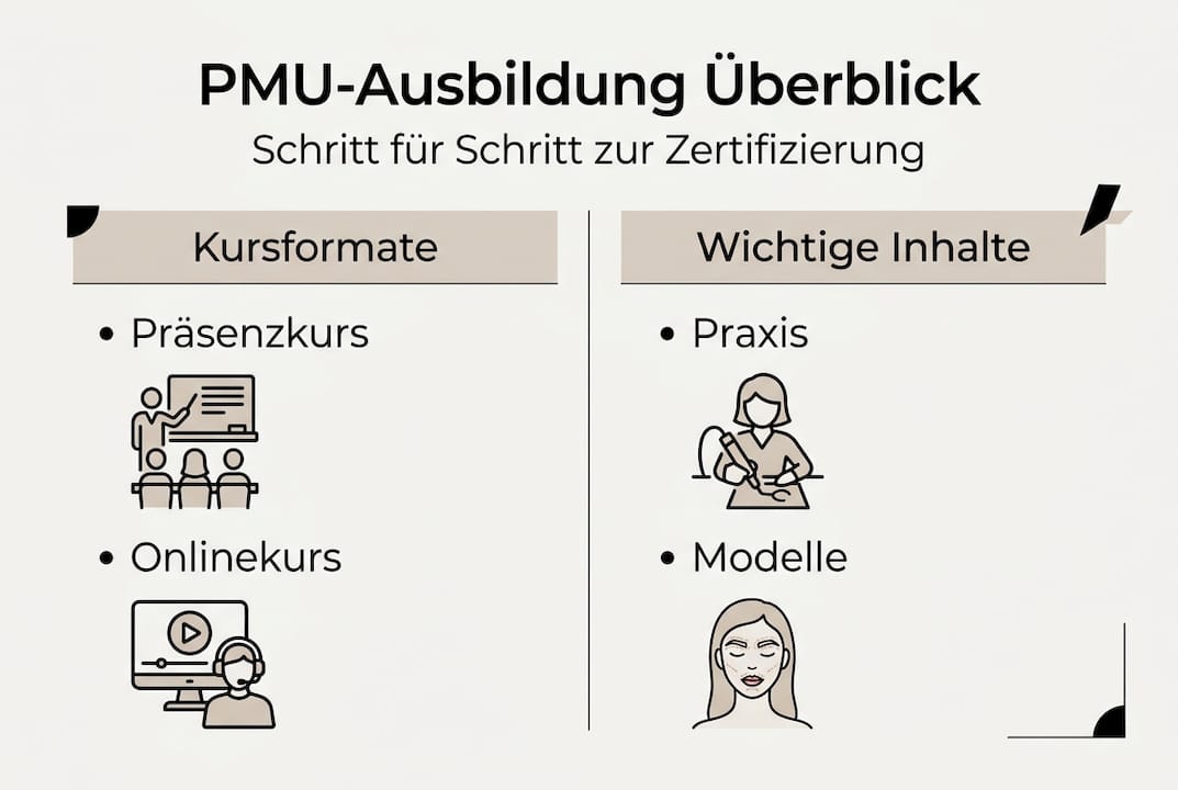 Infografik: So läuft eine Ausbildung zur Permanent Make-up-Artistin ab – Inhalte und Wege im Überblick